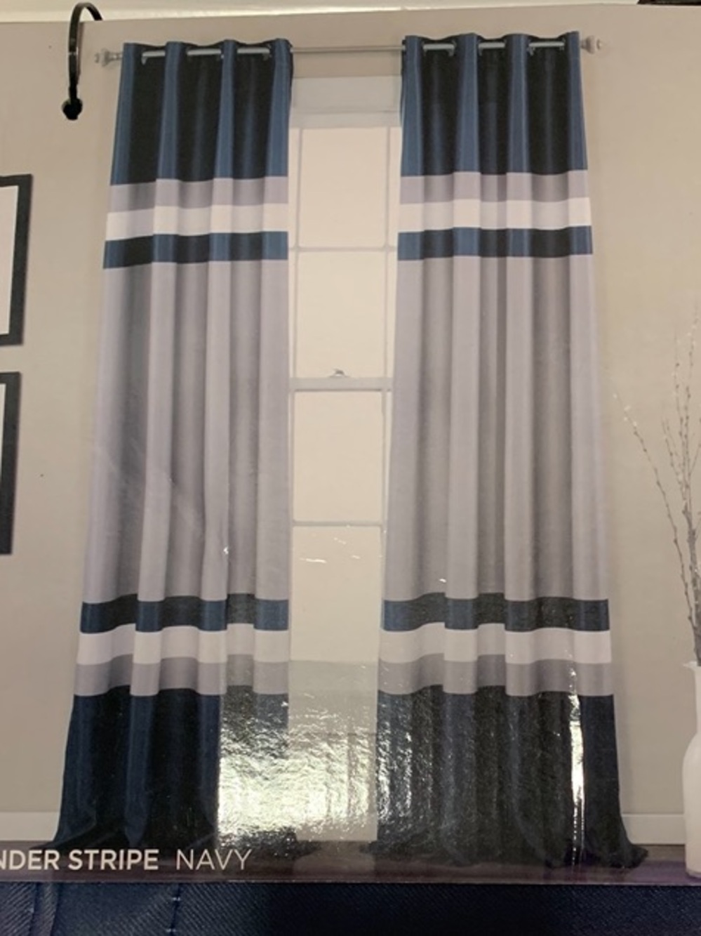 Room Darkening Insulated Curtains Half Moon NEW 2 panels 52”x84” Each Navy Grey